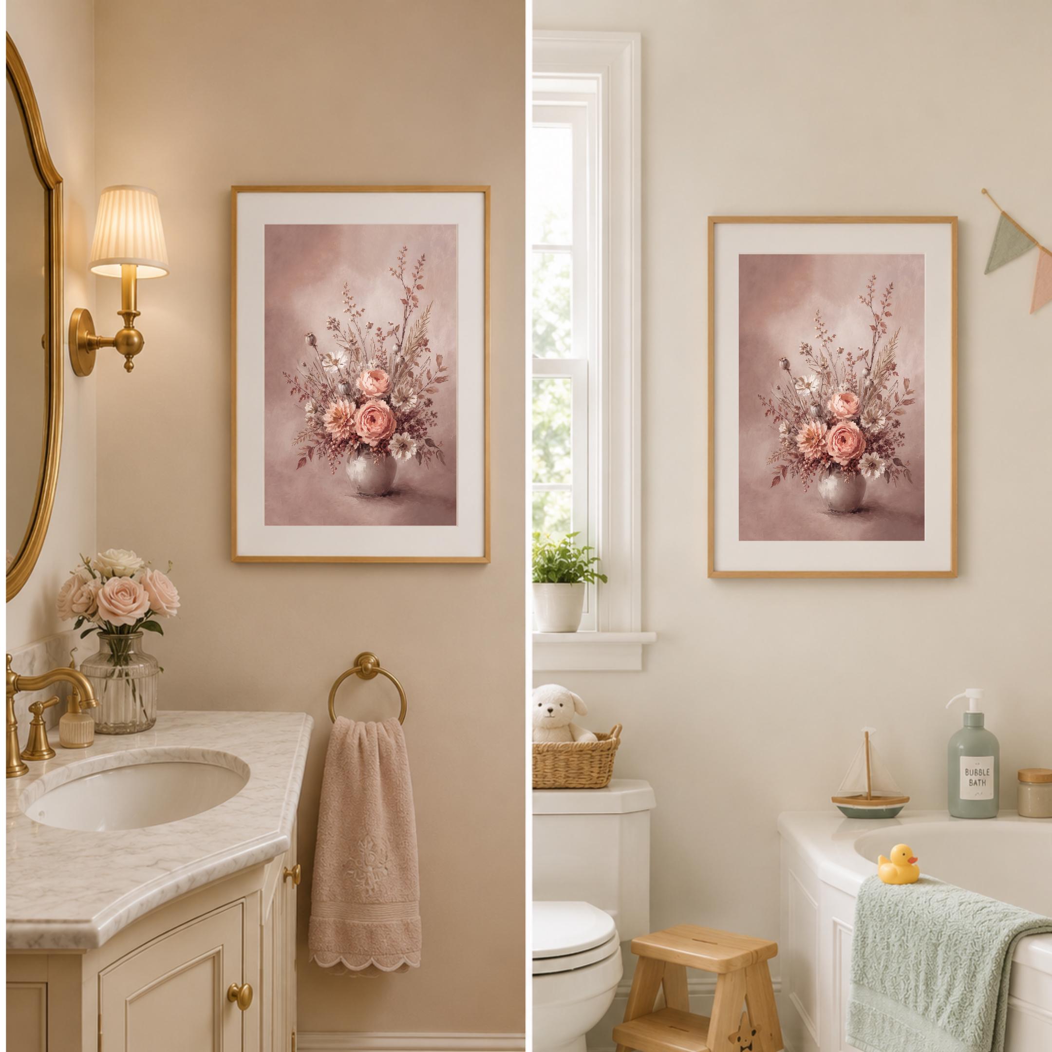 Neutral Floral Vase Print, Blush Roses Cosmos Autumn Wall Decor (Digital Download) — image 10