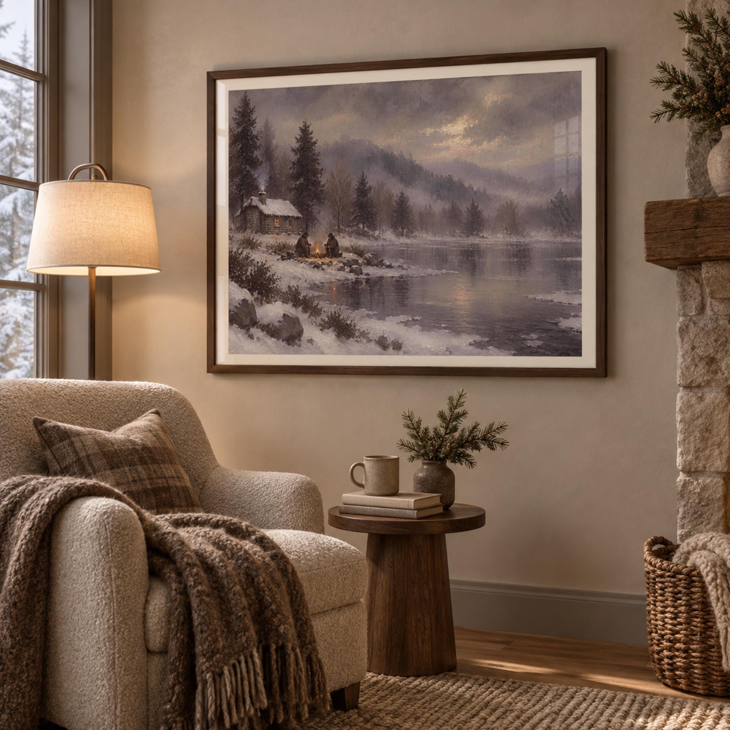 Campfire beside the Winter Lake Cabin — image 3