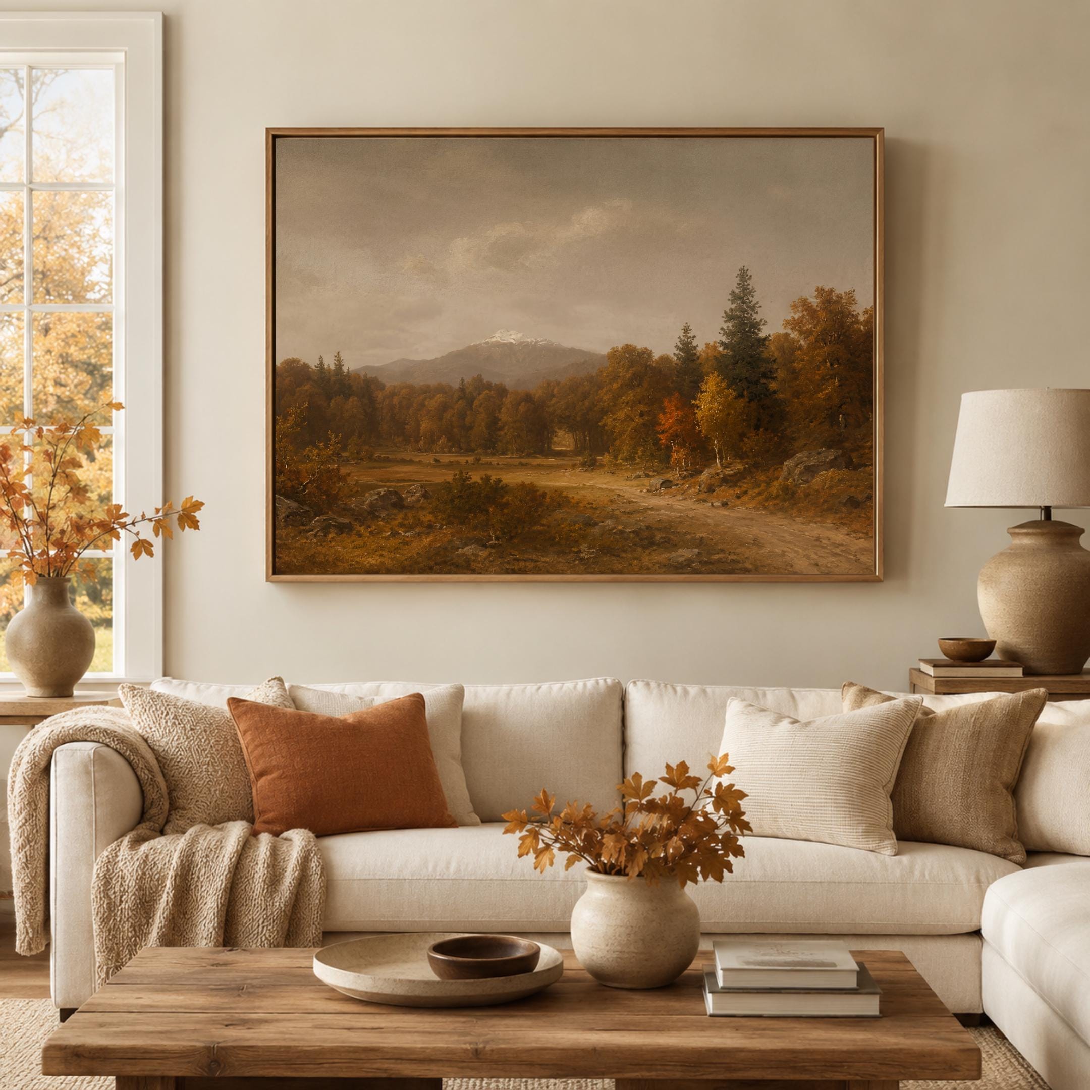 Moody Fall Forest Landscape Wall Art, Rustic Autumn Mountain, Dark Forest Decor (Digital Download) — image 7