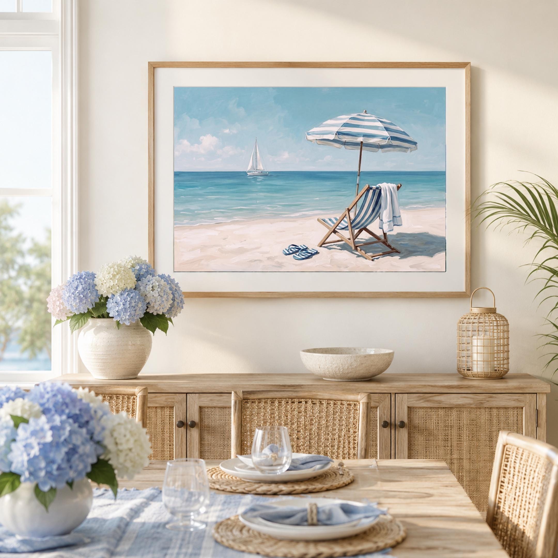 Coastal Beach Sailboat Print, Summer Ocean Shoreline, Beach House Decor (Digital Download) — image 7