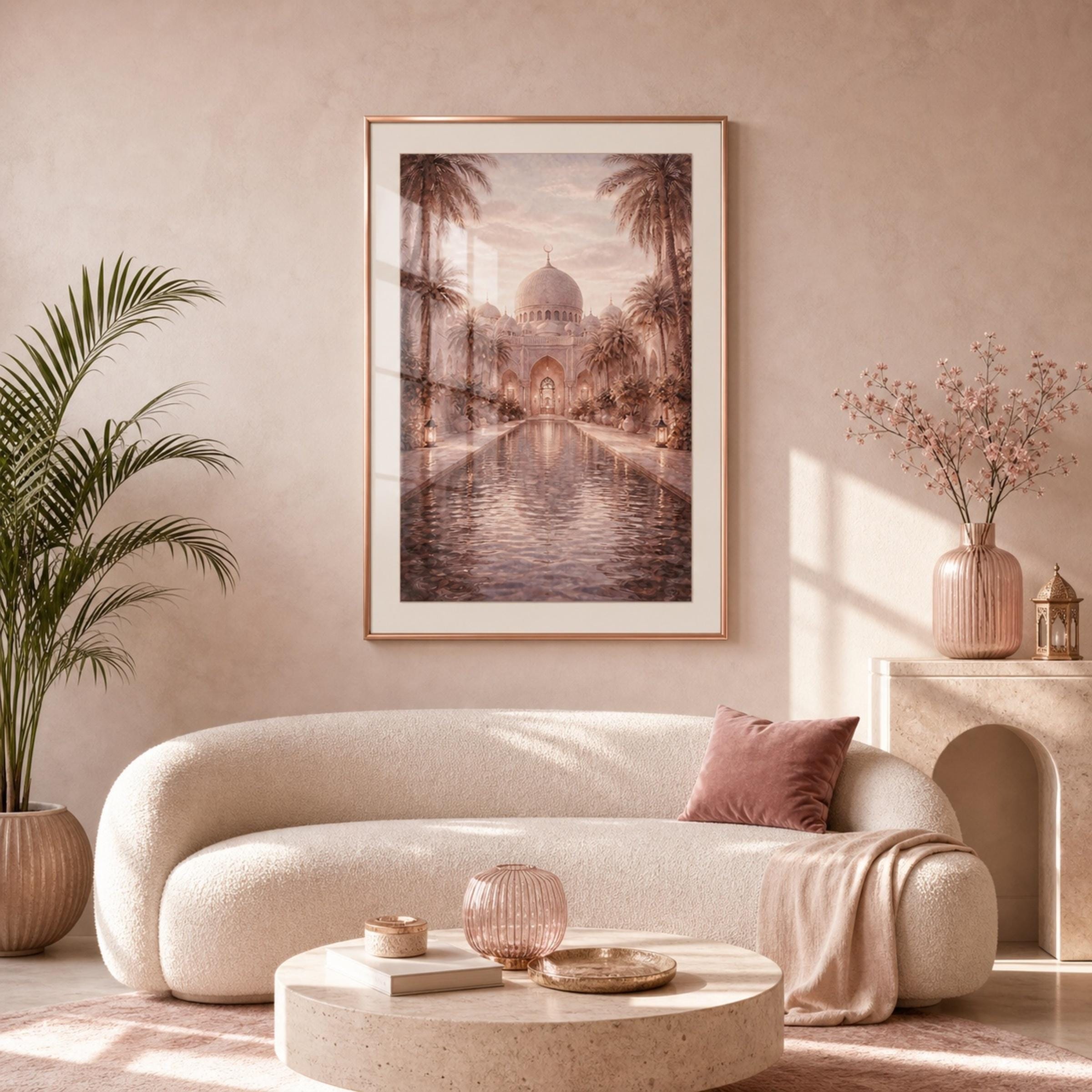 Islamic Mosque Wall Art Printable | Neutral Mosque Courtyard Print | Ramadan Decor Digital Download — image 3