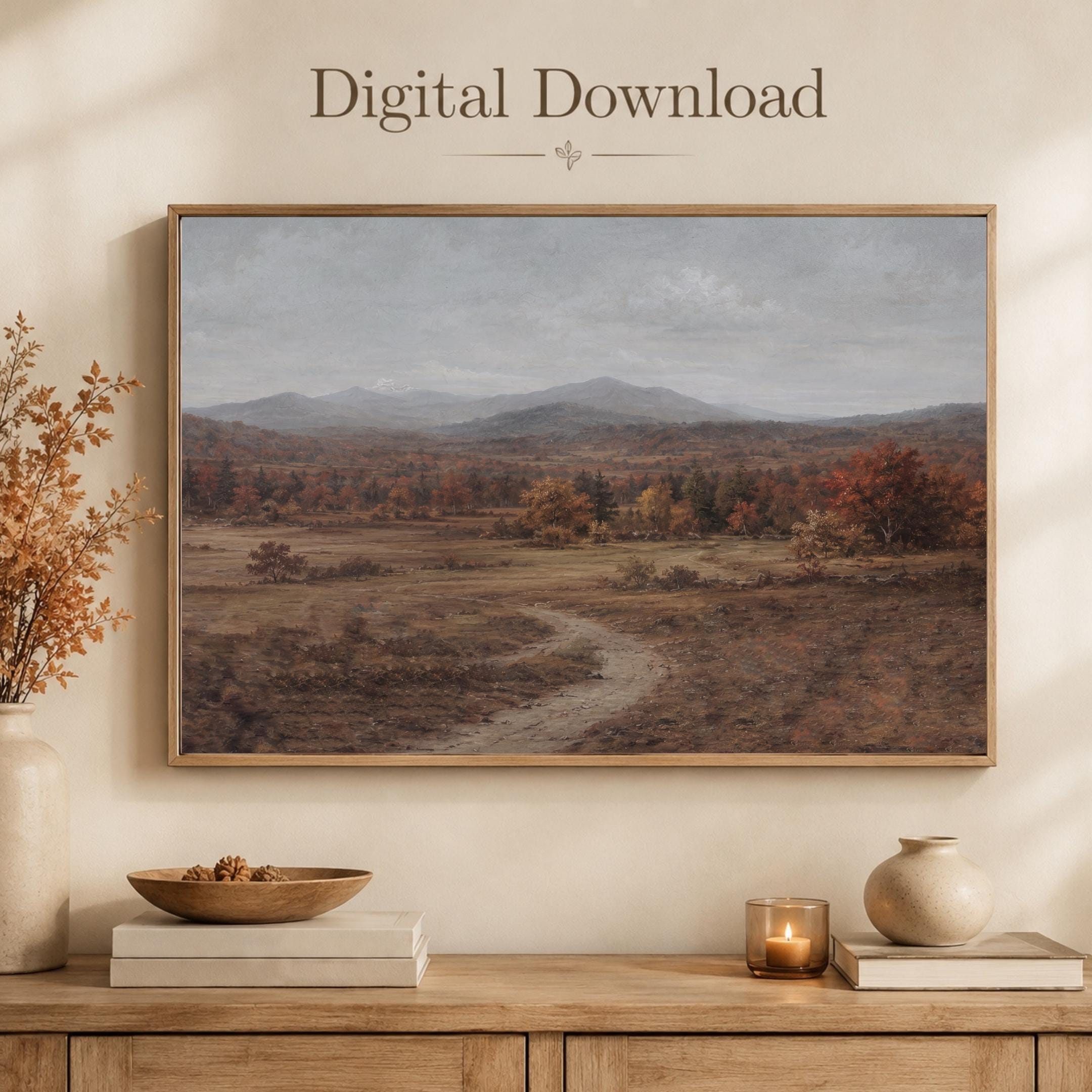 Moody Fall Landscape Wall Art Print, Vintage Autumn Countryside, Rustic Fall Decor (Digital Download) — image 7