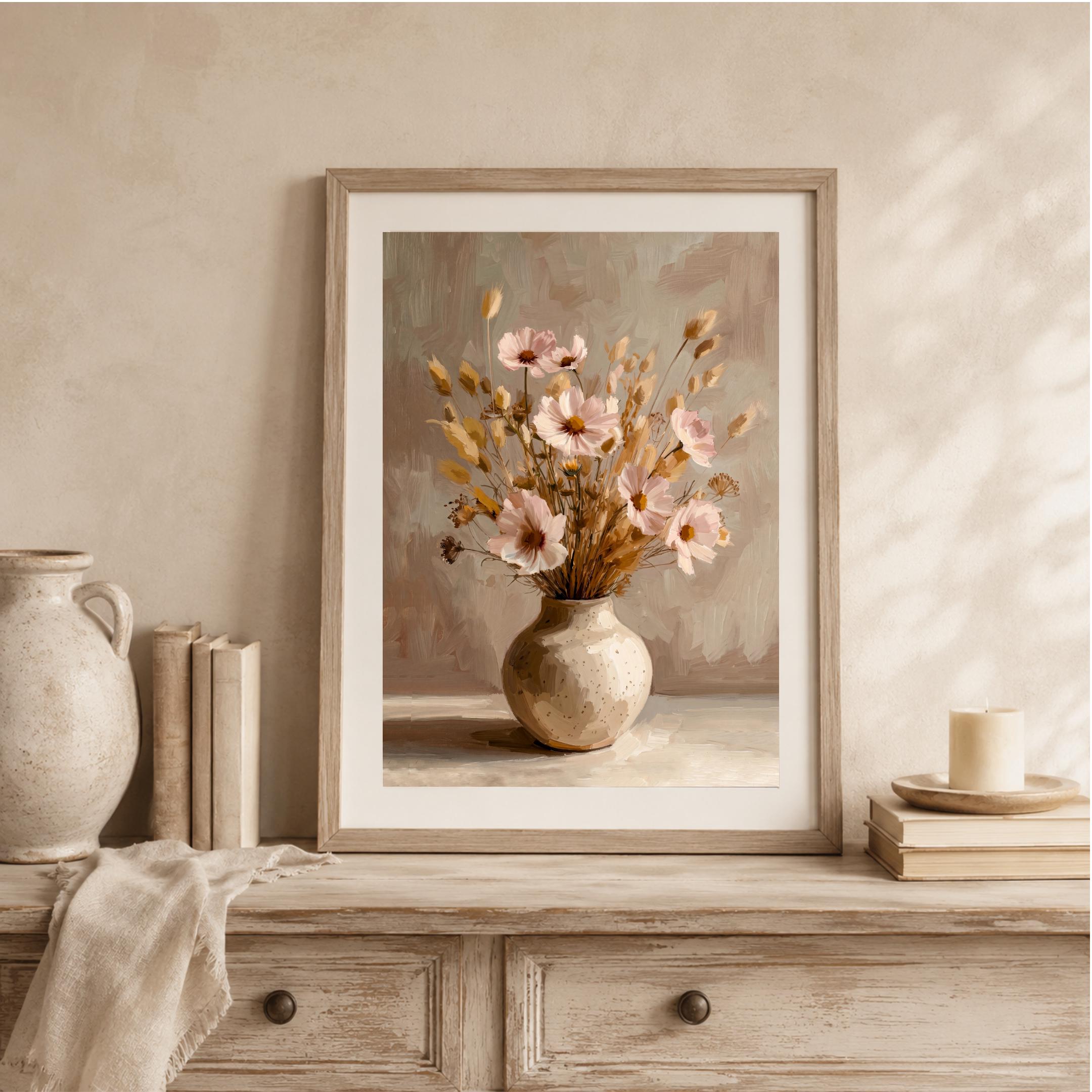 Blush Wildflower Vase Printable Wall Art, Neutral Boho Floral Rustic Home Decor Digital Download — image 9