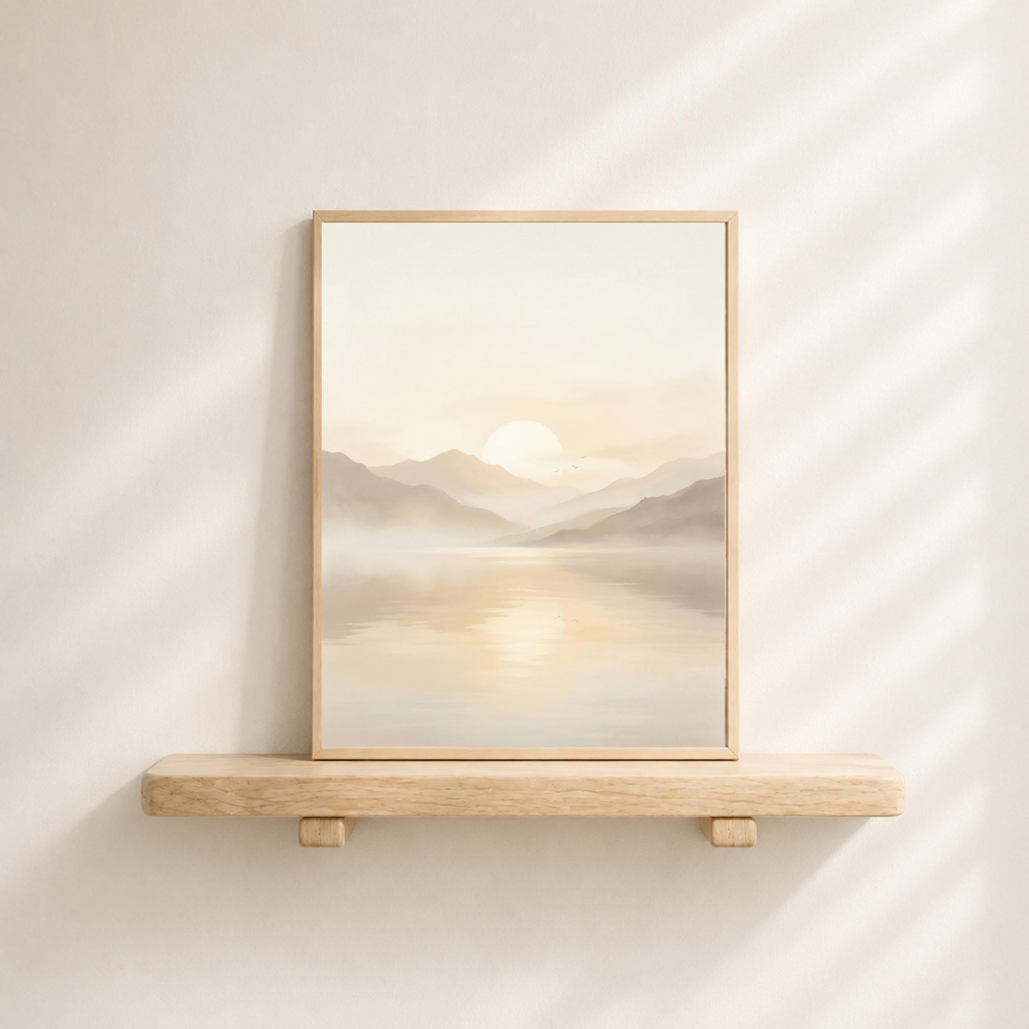 Printable Mountain Sunrise Wall Art, Neutral Landscape Wall Decor, Digital Download — image 4