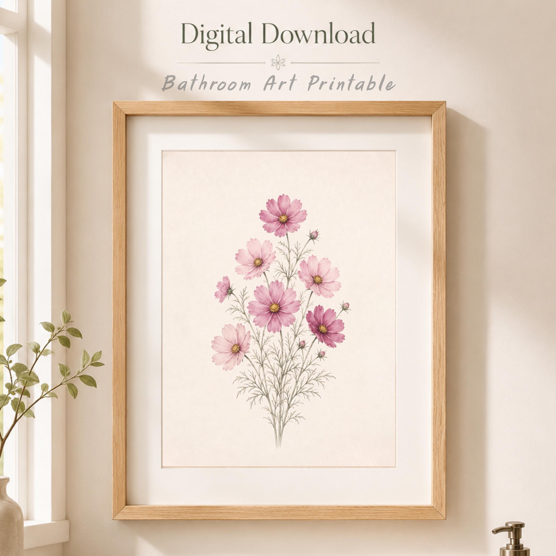October Birth Flower Prints | Cosmos Printable Wall Art | Pink Botanical Decor Gift Digital Download — image 8