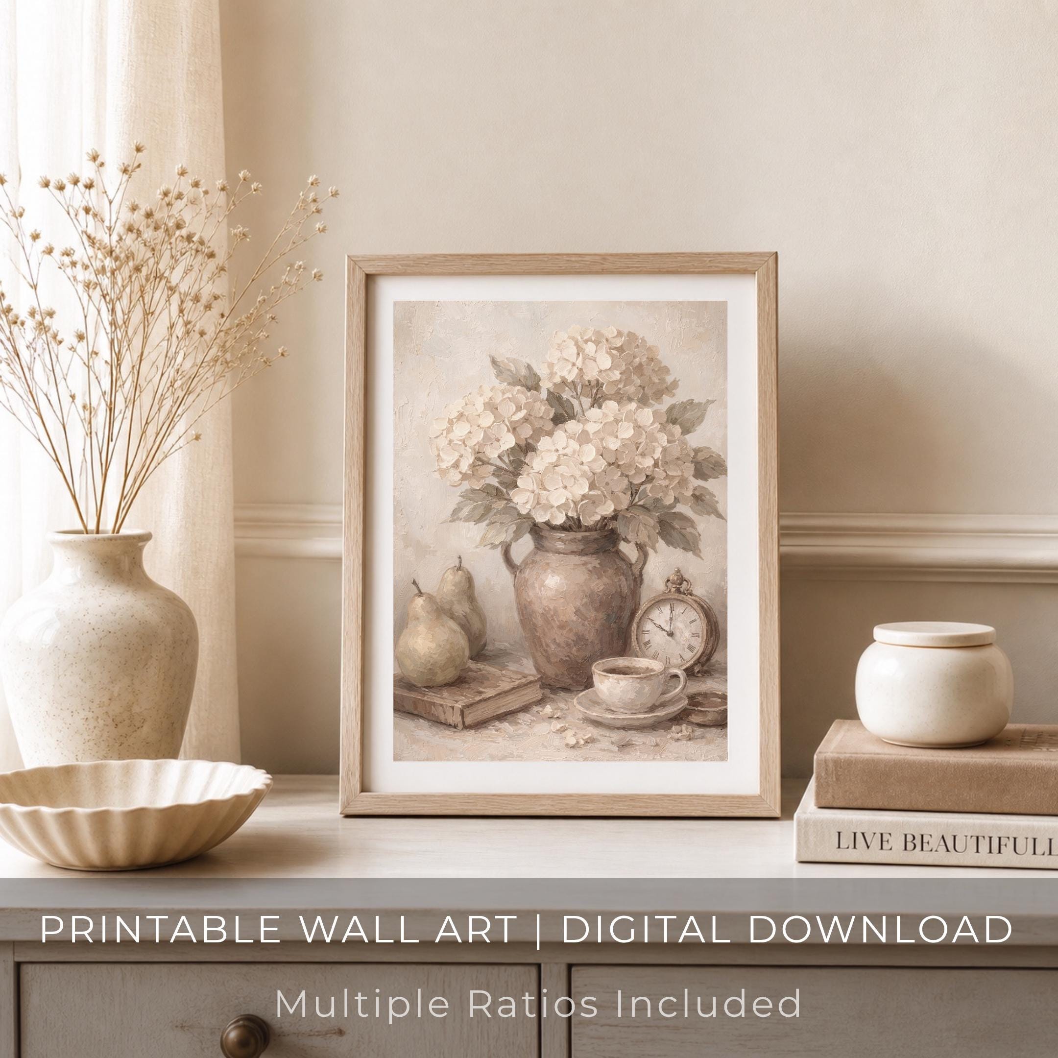 Vintage Hydrangea Printable Wall Art | Floral Still Life Prints | Cottagecore Decor (Digital Download) — image 5