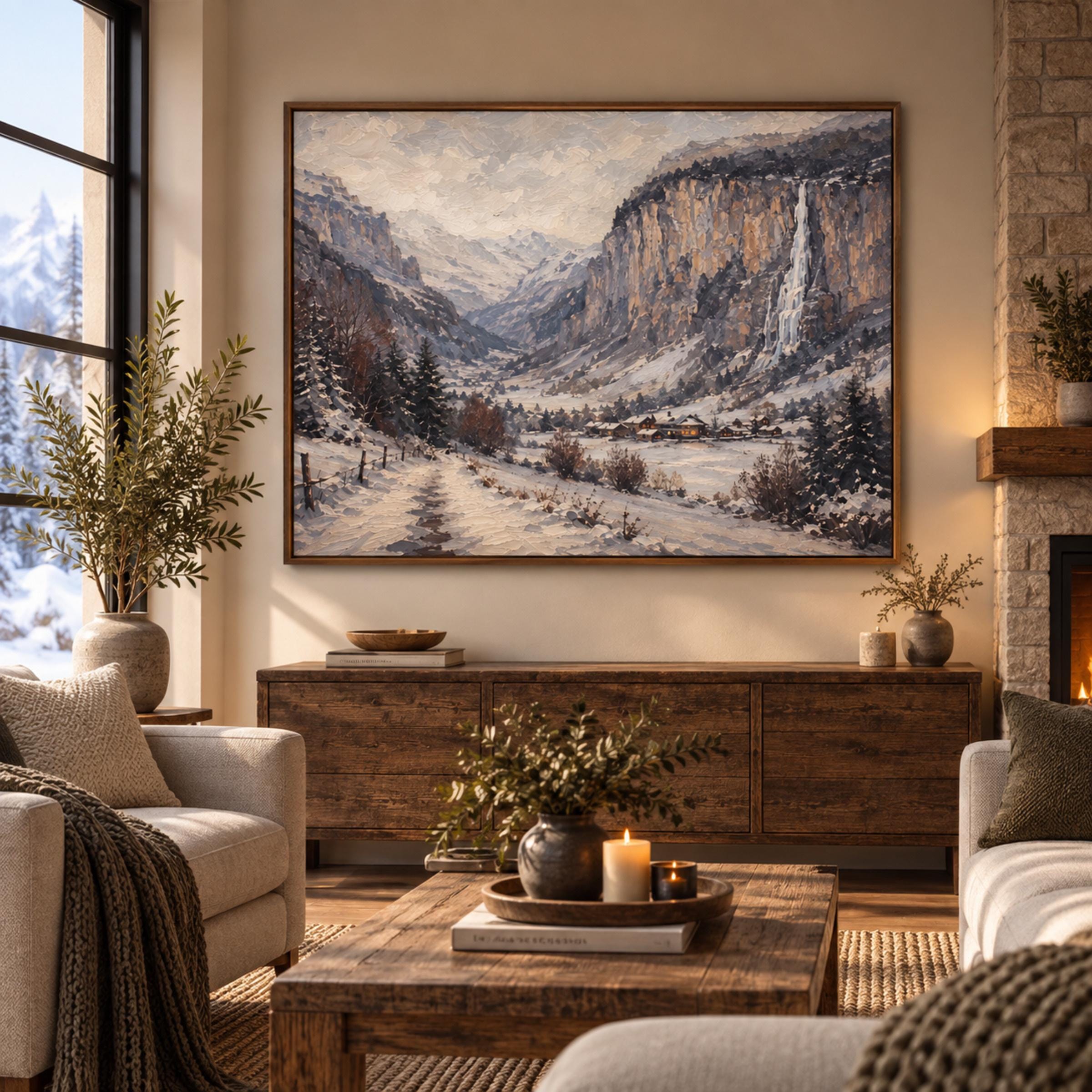Snowy Village beneath the Valley Cliffs — image 3