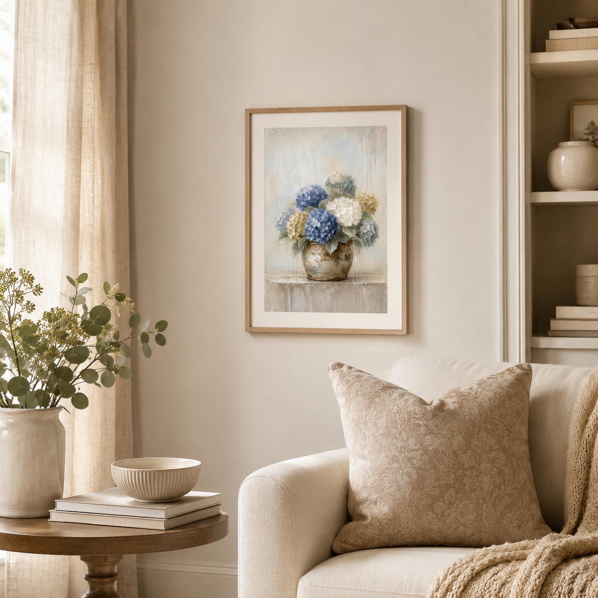 Vintage Hydrangea Printable Wall Art, Blue Floral Still Life, Cottage Kitchen Decor Digital Download — image 5