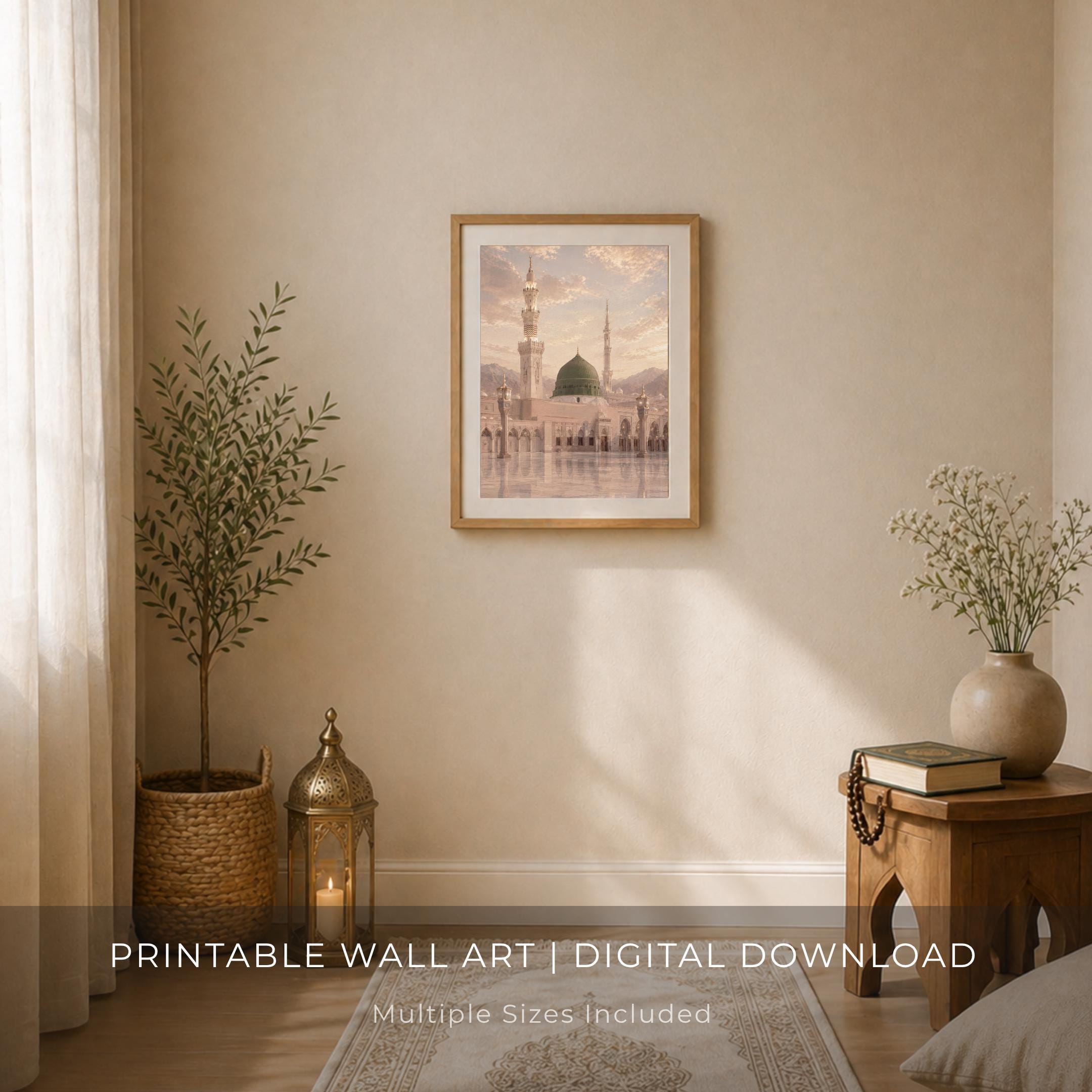 Medina Inspired Printable Wall Art, Green Dome Mosque, Islamic Prayer Room Decor (Digital Download) — image 10