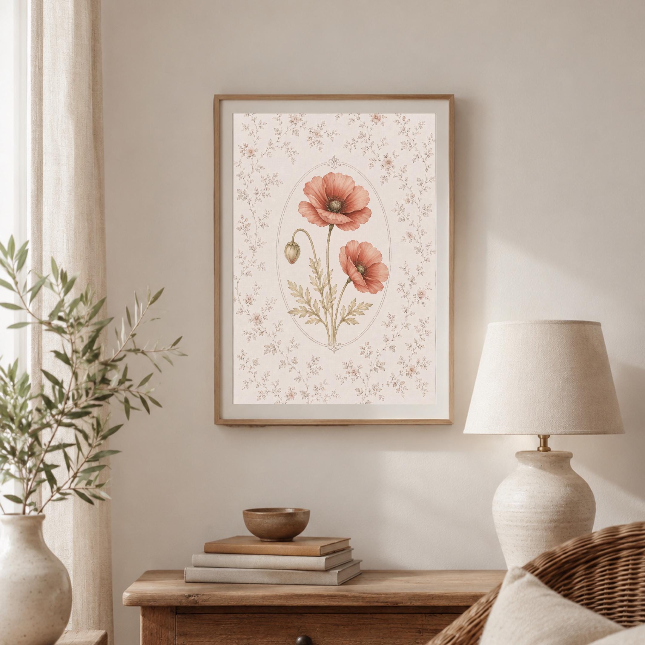 August Birth Month Flower Print | Poppy Printable Wall Art | Vintage Botanical Gift Digital Download — image 7