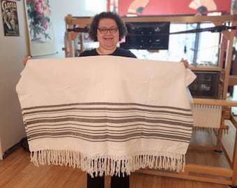 Talit de algodón tejido a mano de 60" x 60"