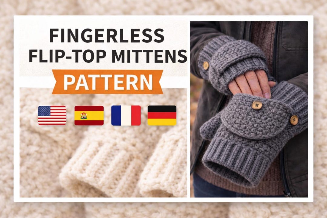 Convertible Fingerless Mittens Glittens Crochet Pattern PDF - Etsy
