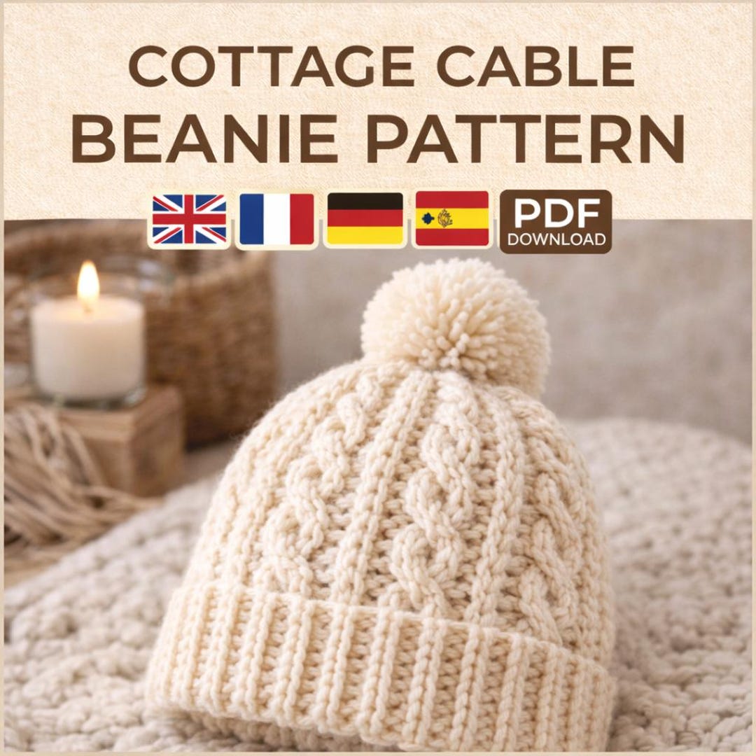 Cottage Cable Crochet Hat Pattern Cozy Beanie PDF - Etsy