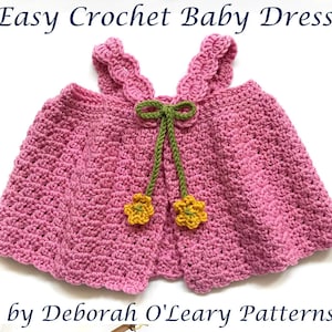 Crochet Baby Dress Pattern - Lea Pinafore Baby Dress - by Deborah O&#39;Leary Patterns - English Only