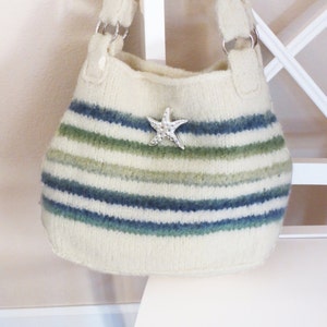 Knit Bag Pattern, Felted Purse, Iris Stripe Knitting Pattern by Deborah O'Leary Patterns English Only image 1