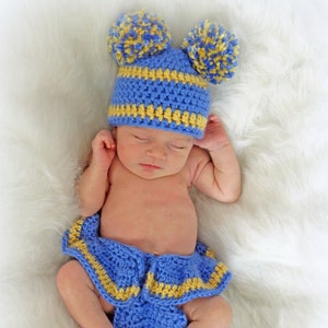 Crochet Newborn Photo Prop Crochet UCLA Football Pattern Cheer Diaper Cover and Hat Pattern Football Baby English Only image 2