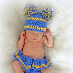 Crochet Newborn Diaper Cover and Hat Pattern Football Cheer CROCHET PATTERNS by Deborah O'Leary Patterns English Only image 1