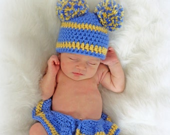Crochet Newborn Diaper Cover and Hat Pattern - Football Cheer - #CROCHET PATTERNS - by Deborah O'Leary Patterns