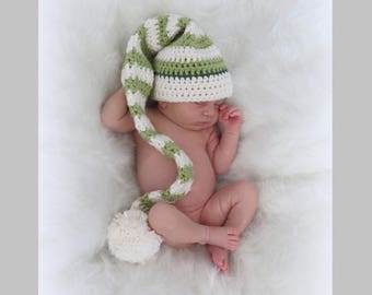 Crochet Elf & Santa Hat and Diaper Cover Pattern - Newborn Photo Prop - #easy #crochet #pattern - by Deborah O'Leary Patterns - English Only