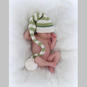 Crochet Elf & Santa Hat and Diaper Cover Pattern Newborn Photo Prop easy crochet pattern by Deborah O'Leary Patterns English Only image 1