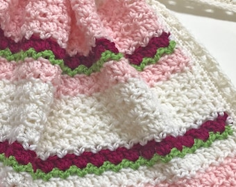 Modèle de couverture pour bébé au crochet - Modèle de couverture pour bébé rayé - Modèles de crochet faciles par Deborah O'Leary - Anglais uniquement