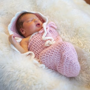 Crochet Cocoon and Bonnet Pattern - EASY Swaddle Sack Pattern - Cocoon - Hat - by Deborah O&#39;Leary Patterns - English Only