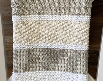 Knit Baby Blanket Pattern - Clary Blanket - Easy Pattern - Chunky Yarn - by Deborah O'Leary Patterns - English Only