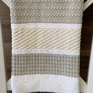 Knit Baby Blanket Pattern - Clary Blanket - Easy Pattern - Chunky Yarn - by Deborah O&#39;Leary Patterns - English Only