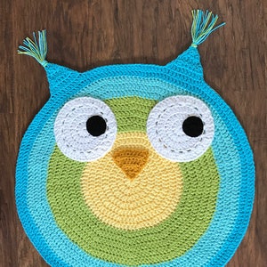 Crochet Rug EASY CROCHET PATTERN Crochet Owl Rug Nursery Rug Owl Nursery Rug Crochet Mat Deborah O'Leary Patterns English Only image 1