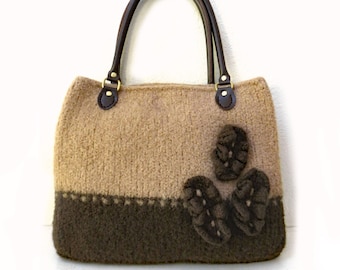 Knit Bag Pattern, Felted Purse Pattern, Knitting Pattern, Instant Download, PDF, Cafe au Lait - Knitting patterns by Deborah O'Leary