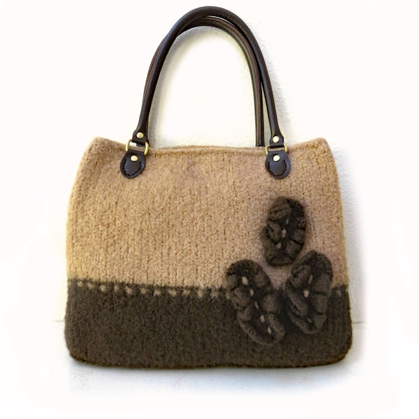 Knit Bag Pattern, Felted Purse Pattern, Knitting Pattern, Instant Download, PDF - Knitting patterns by Deborah O'Leary - English Only