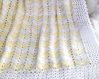 Crochet Baby Blanket Pattern -  Ripple Chevron Baby Blanket - Easy Pattern by Deborah O'Leary Patterns