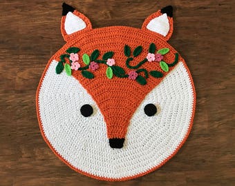 Gehaakt Fox Rug Patroon - Woodland Fox Rug Patroon - Gehaakte Kinderkamer Rug - Kinderkamer Mat - Haakpatronen van Deborah O'Leary - Alleen in het Engels