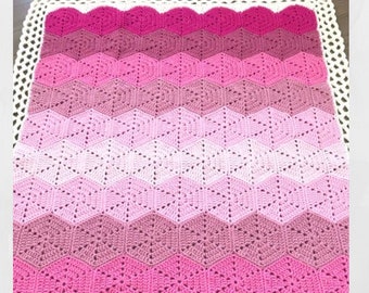 Crochet Baby Blanket Pattern - Hexagon Crochet Pattern - Easy Pattern by Deborah O'Leary Patterns - English Only