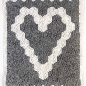 Crochet Baby Blanket Pattern Crochet Heart Hexagon Pattern Easy Pattern by Deborah O'Leary Patterns English Only image 1