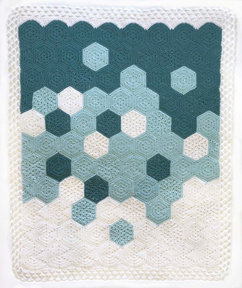 Crochet Baby Blanket Pattern Crochet Heart Hexagon Pattern Easy Pattern by Deborah O'Leary Patterns English Only image 9