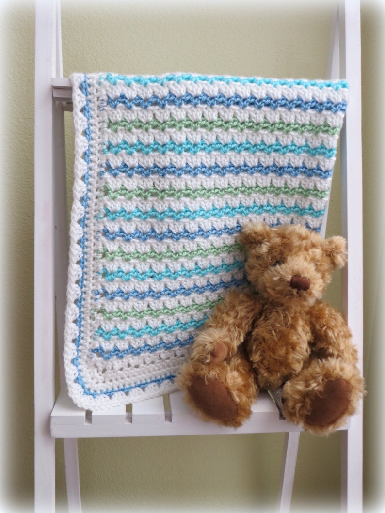 Crochet Baby Blanket Pattern Striped Baby Blanket Pattern Etsy