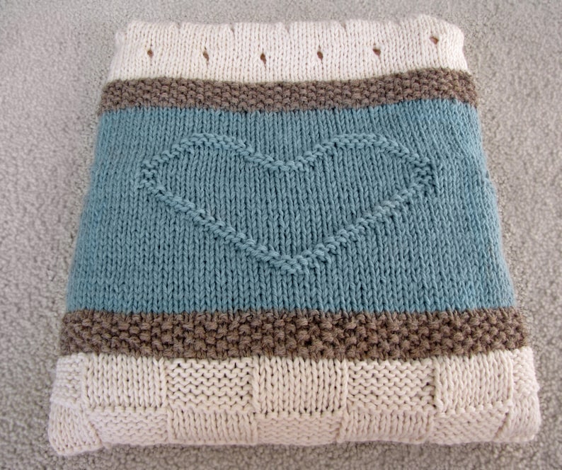 Knit Baby Blanket Pattern Heart Baby Blanket Pattern Easy Etsy