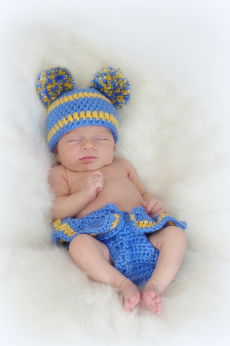 Crochet Newborn Photo Prop Crochet UCLA Football Pattern Cheer Diaper Cover and Hat Pattern Football Baby English Only image 3