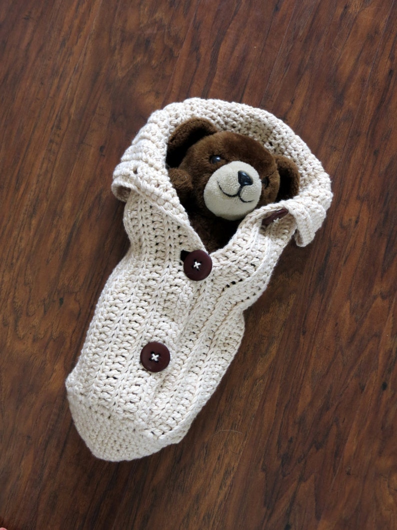 Crochet Cocoon Pattern, Photo Prop, EASY CROCHET PATTERN, Chunky Button Cocoon - Swaddle Sack - Crochet Baby Patterns by Deborah O'Leary 