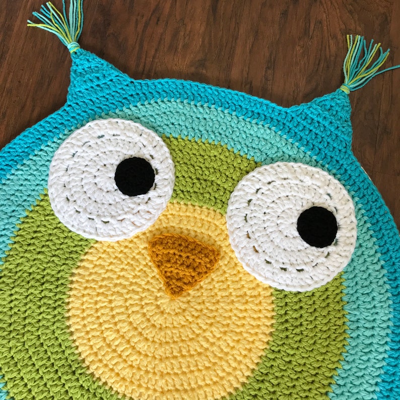 Crochet Rug EASY CROCHET PATTERN Crochet Owl Rug Nursery Rug Owl Nursery Rug Crochet Mat Deborah O'Leary Patterns English Only image 3