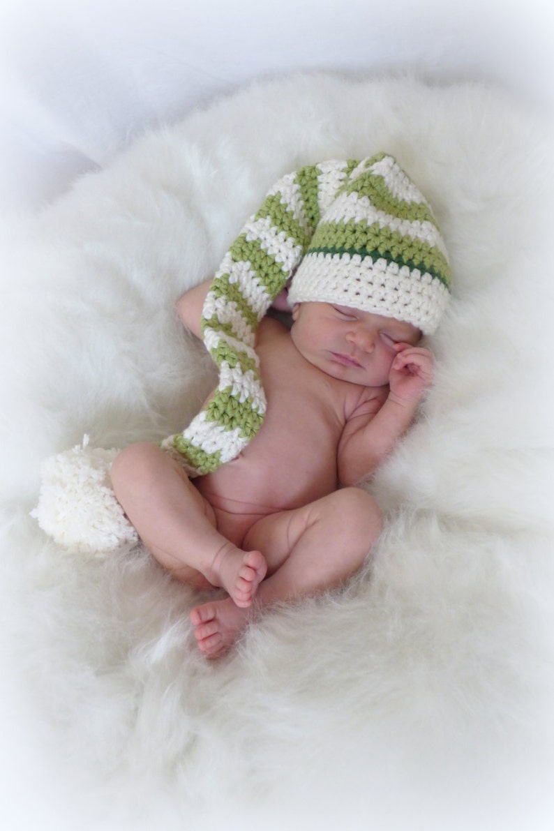 Crochet Elf & Santa Hat and Diaper Cover Pattern Newborn Photo Prop easy crochet pattern by Deborah O'Leary Patterns English Only image 2