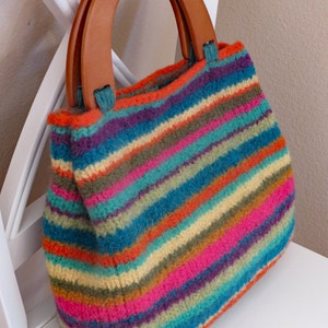 Knit Bag Pattern, Felted Purse, Iris Stripe Knitting Pattern by Deborah O'Leary Patterns English Only image 4