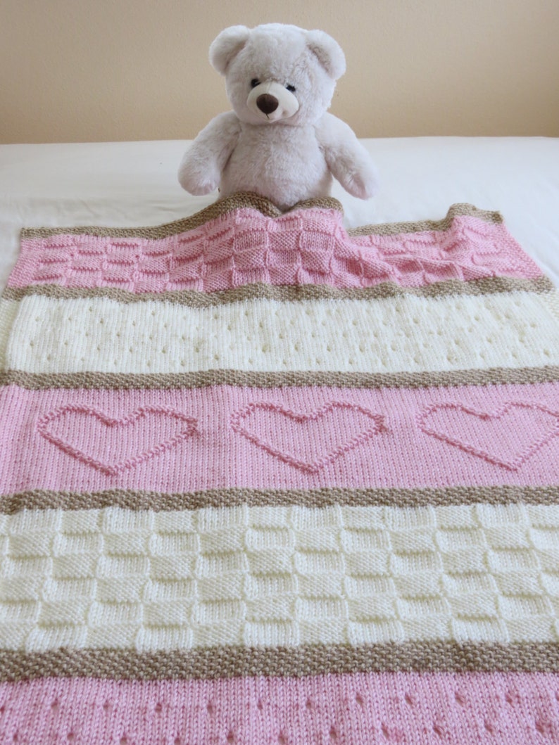 Knit Baby Blanket Pattern Heart Baby Blanket Pattern Easy Etsy