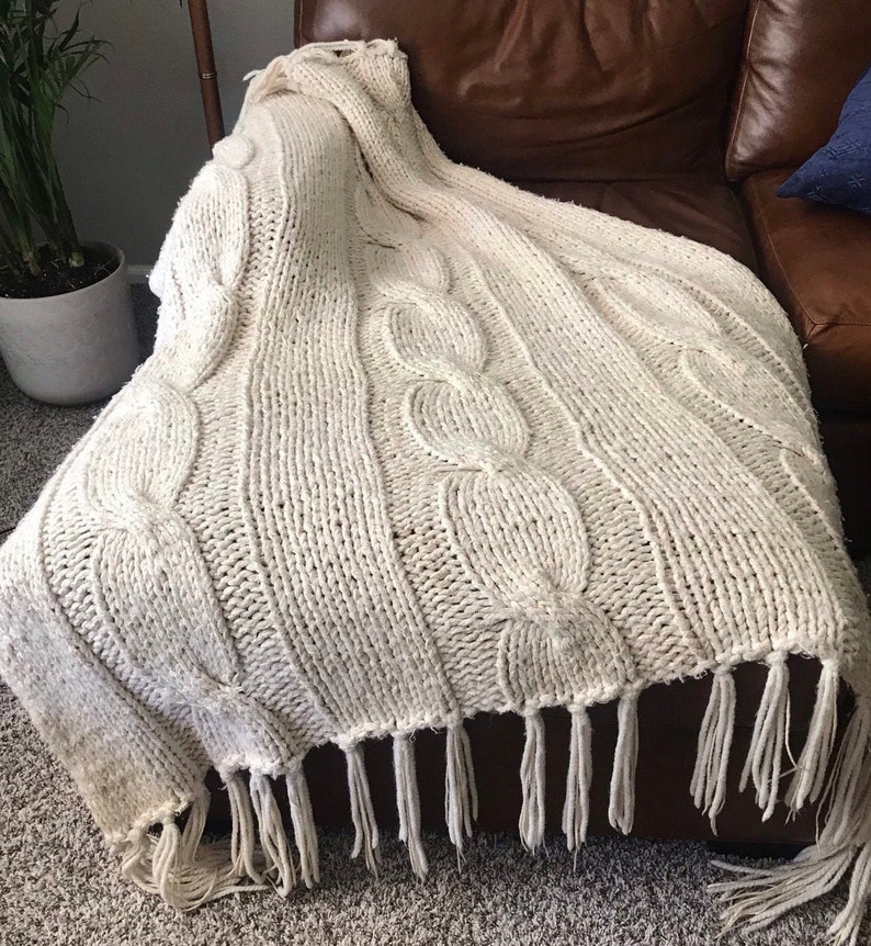 Knit Blanket Pattern Chunky Knit Blanket Patterns by Etsy UK