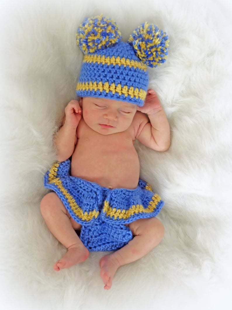 Crochet Newborn Diaper Cover and Hat Pattern Football Cheer CROCHET PATTERNS by Deborah O'Leary Patterns English Only image 1