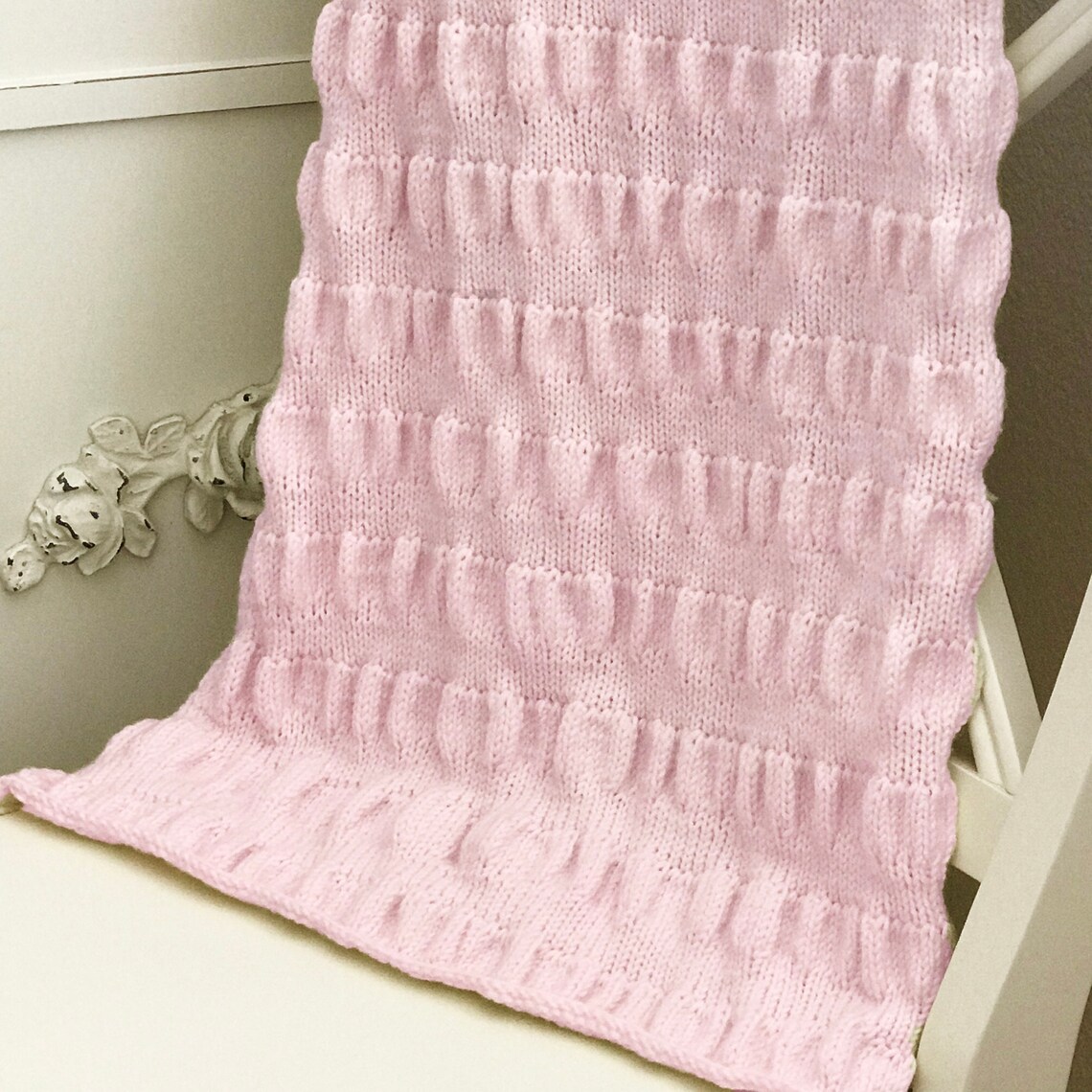 Knit Baby Blanket Pattern Ruffle Baby Blanket Easy Etsy