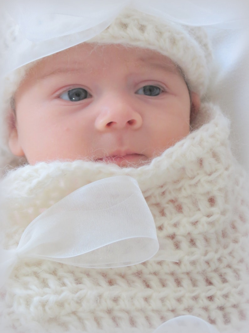 Crochet Baby Cocoon and Hat Pattern Newborn Photo Prop CROCHET PATTERN Baby Bows Crochet Patterns by Deborah O'Leary English Only image 3