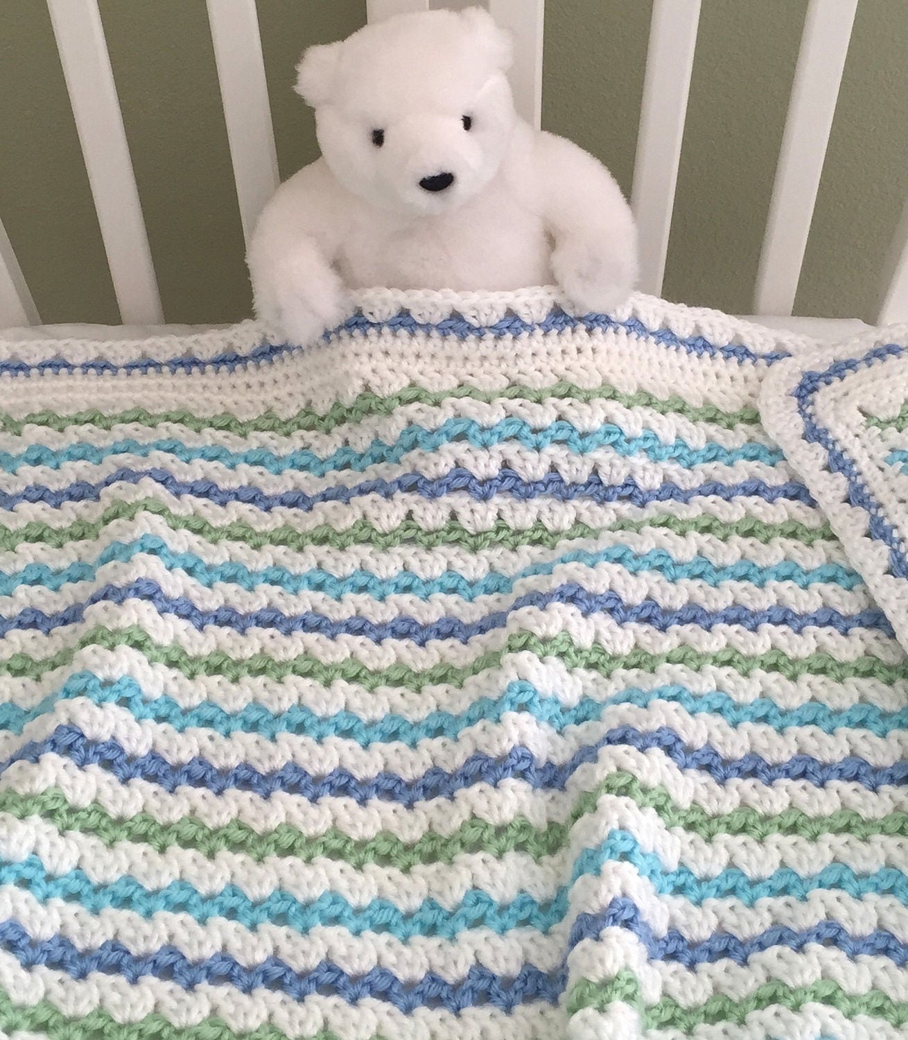 Crochet Baby Blanket Pattern Striped Baby Blanket Pattern Etsy