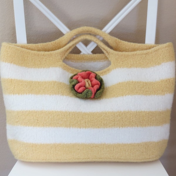 Knit and Felted Bag Pattern, Market Bag - Tote - Purse - Summer Sun Beach Bag - Knitting Patterns by Deborah O'Leary - English Only